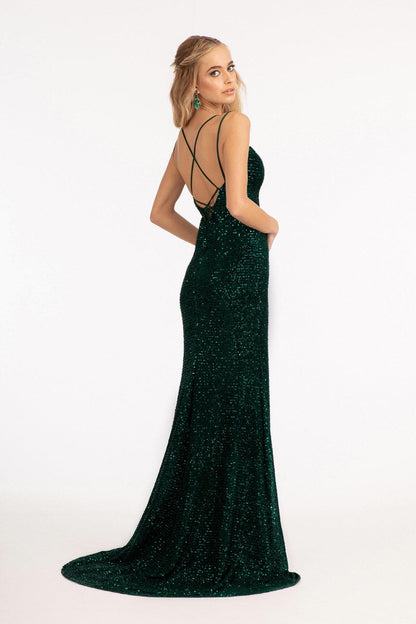 Long Spaghetti Strap Mermaid Evening Dress - The Dress Outlet