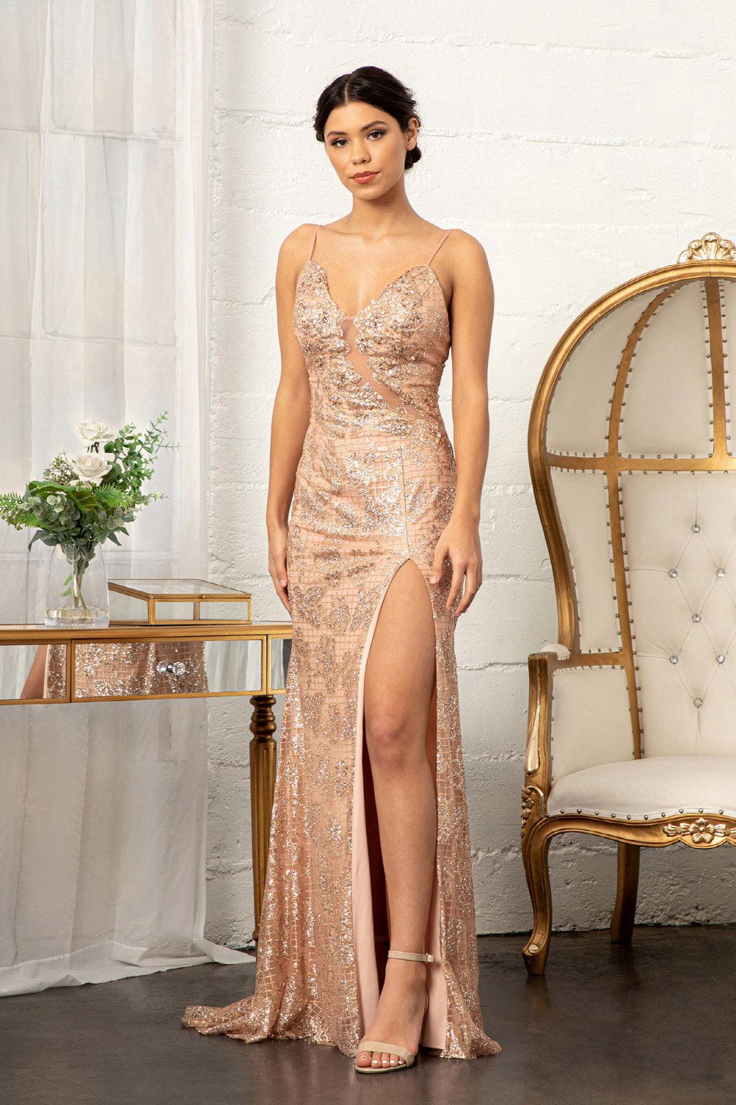 Long Spaghetti Strap Mermaid Mesh Prom Dress