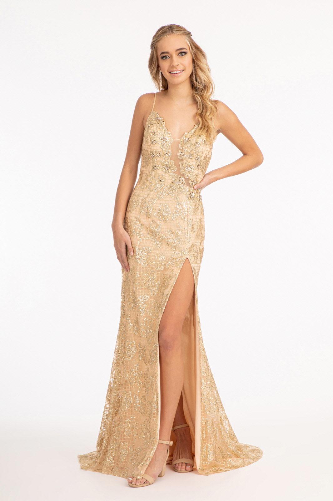 Long Spaghetti Strap Mermaid Mesh Prom Dress
