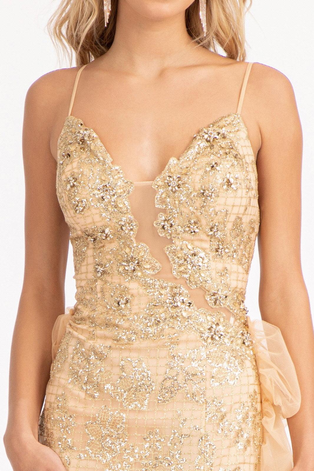 Long Spaghetti Strap Mermaid Mesh Prom Dress