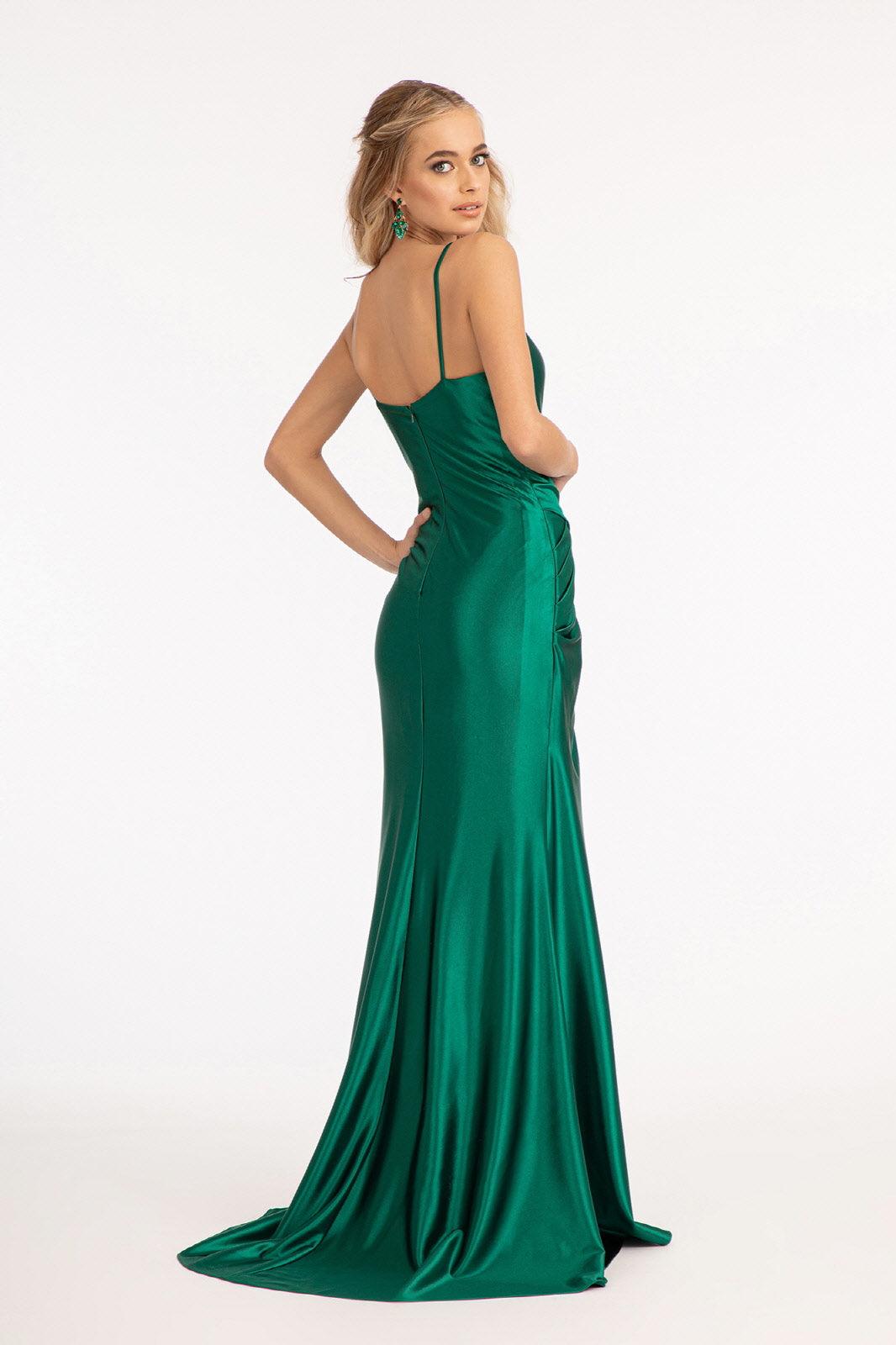 emerald green satin cowl neck maxi dress Ivory Lace Chiffon Keyhole Back Empire Waist Wedding Maternity Dress 2 main image 1