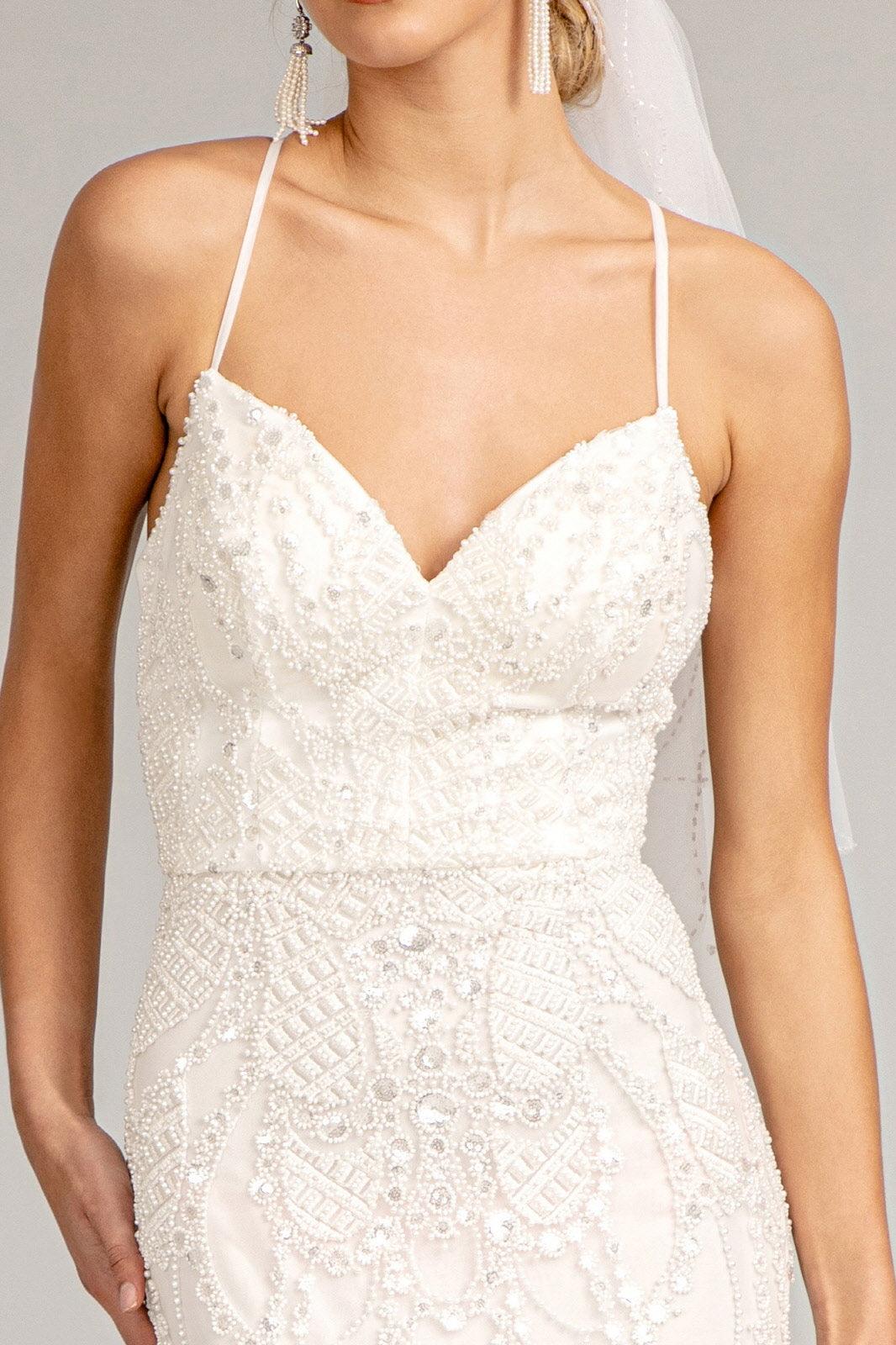 Long Spaghetti Strap Mermaid Wedding Dress - The Dress Outlet