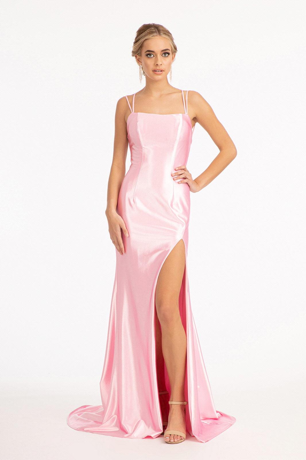 Long Spaghetti Strap Satin Mermaid Prom Dress