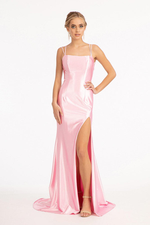 Long Spaghetti Strap Satin Mermaid Prom Dress