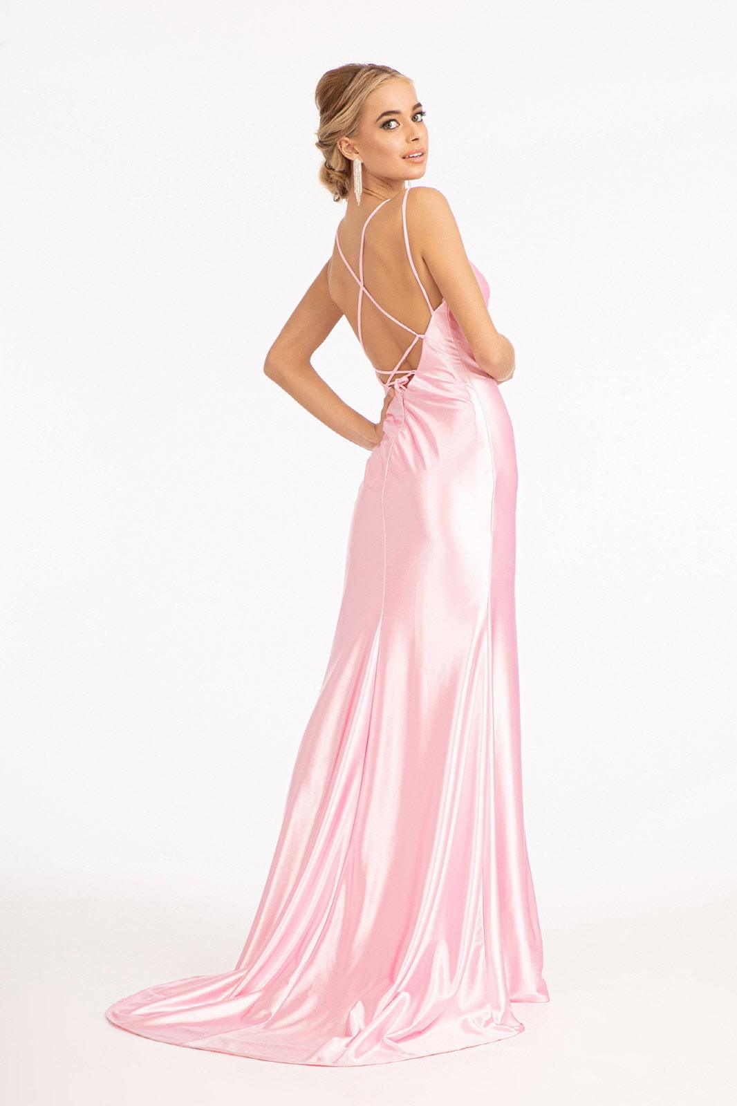 Long Spaghetti Strap Satin Mermaid Prom Dress
