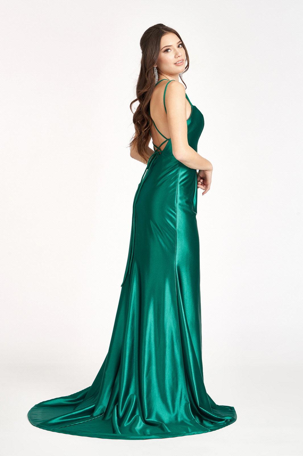Long Spaghetti Strap Satin Mermaid Prom Dress