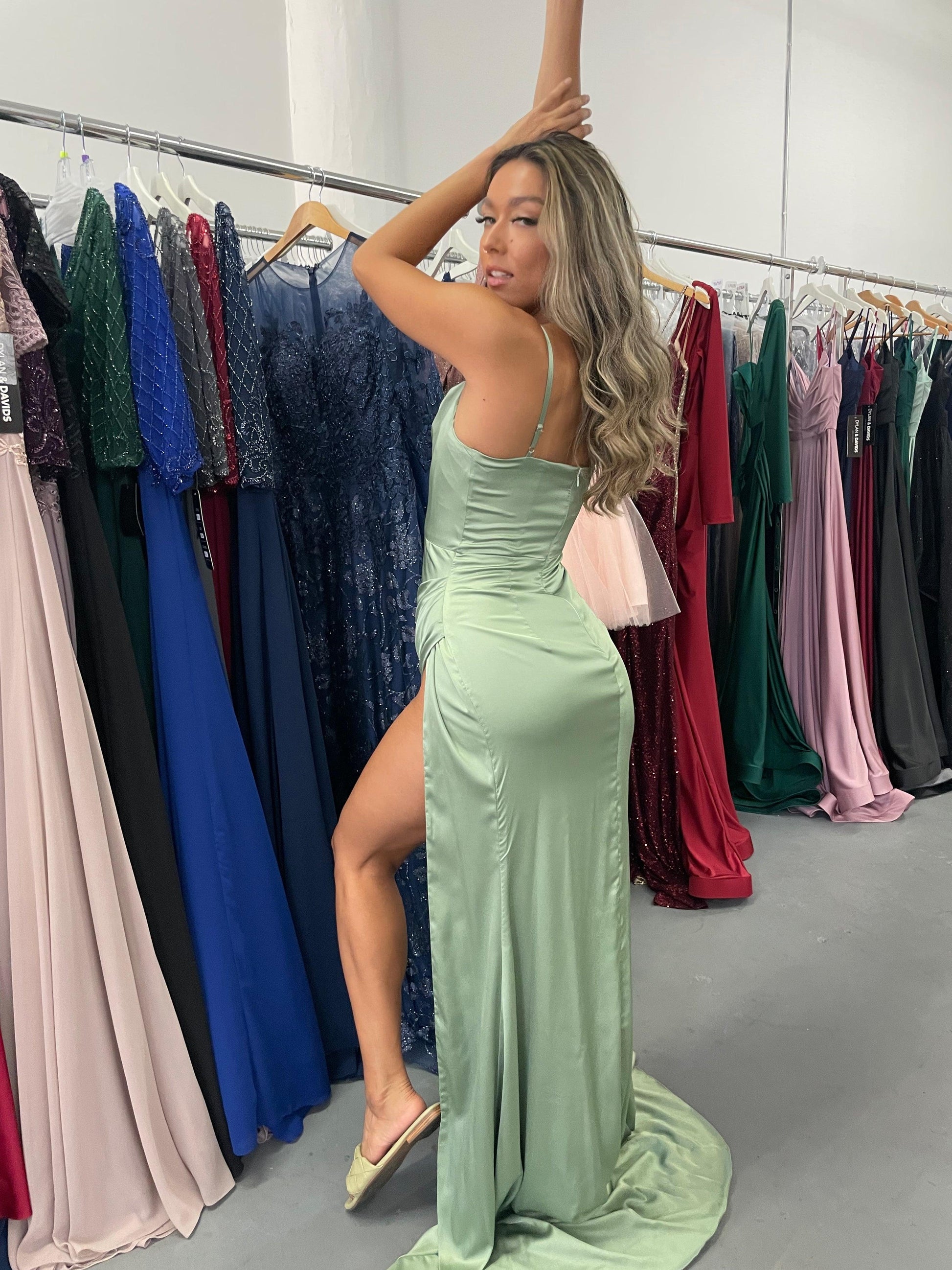 Long Spaghetti Straps Evening Dress Sample Size