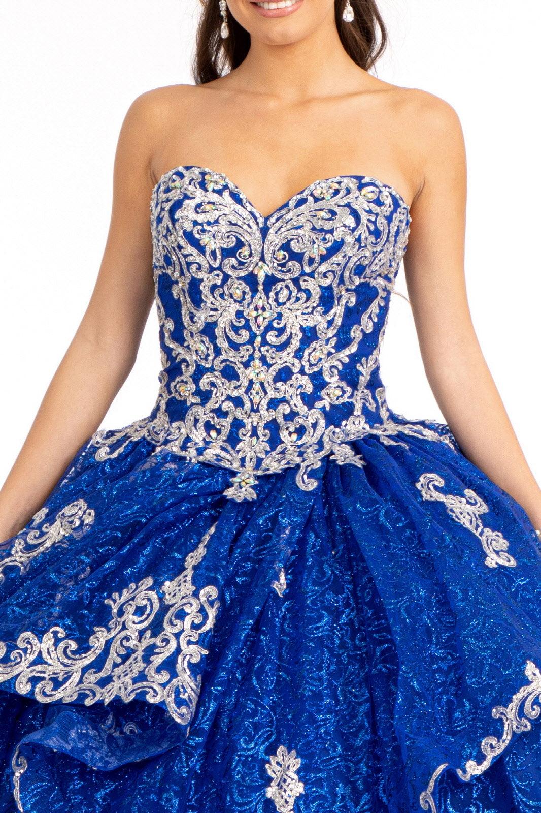 Long Strapless Ball Gown Glitter Quinceanera Dress - The Dress Outlet