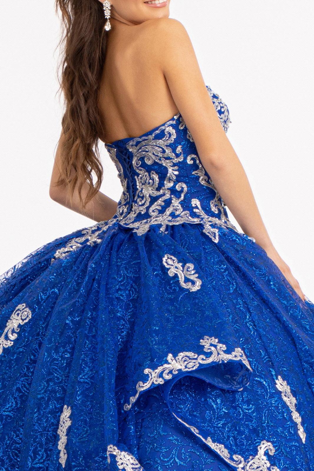 Long Strapless Ball Gown Glitter Quinceanera Dress - The Dress Outlet