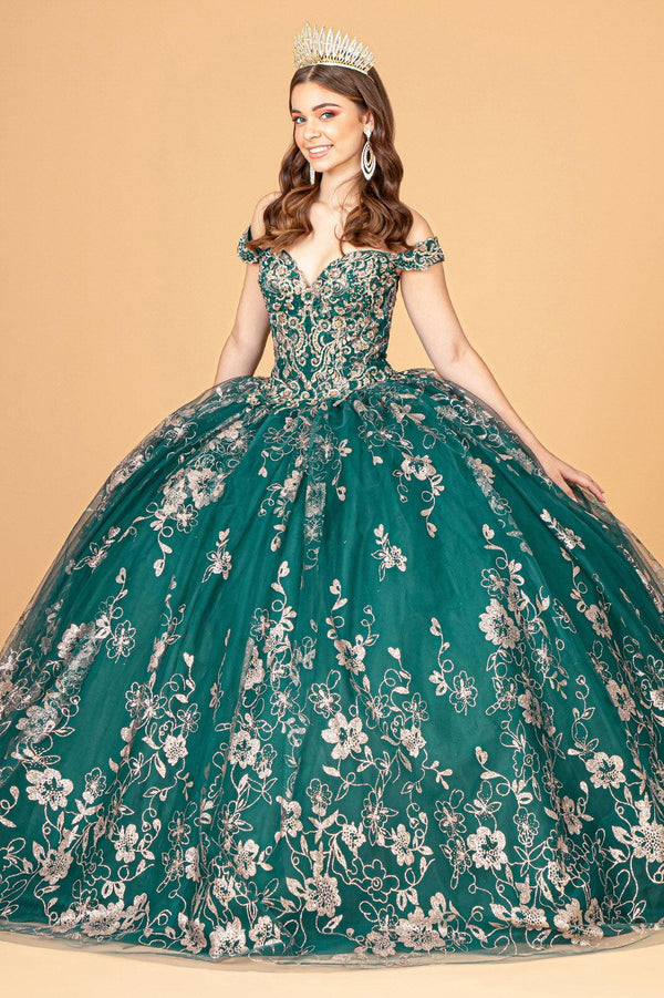 Long Sweet 16 Glitter Quinceanera Dress