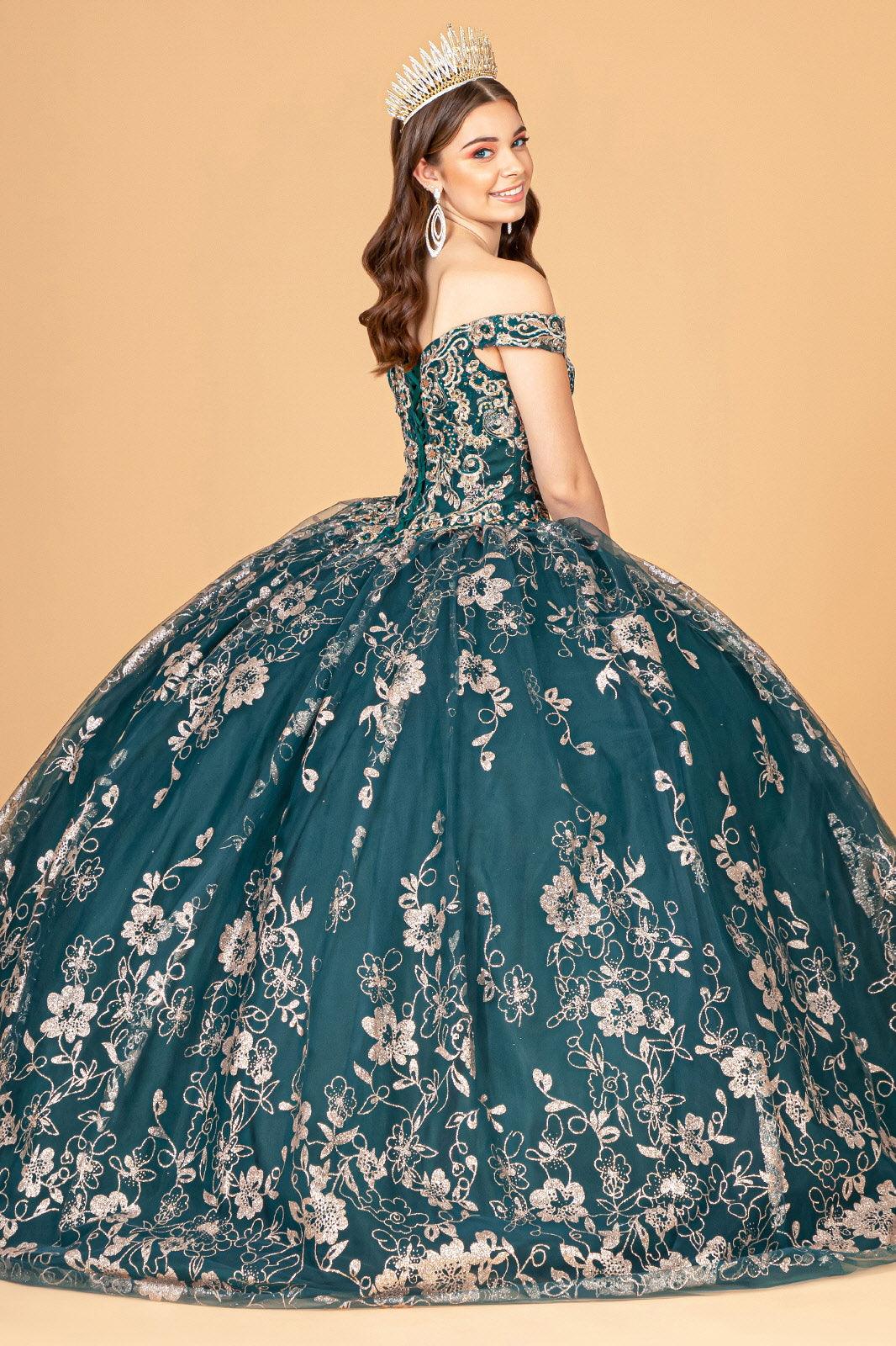 Red Long Sweet 16 Glitter Quinceanera Dress