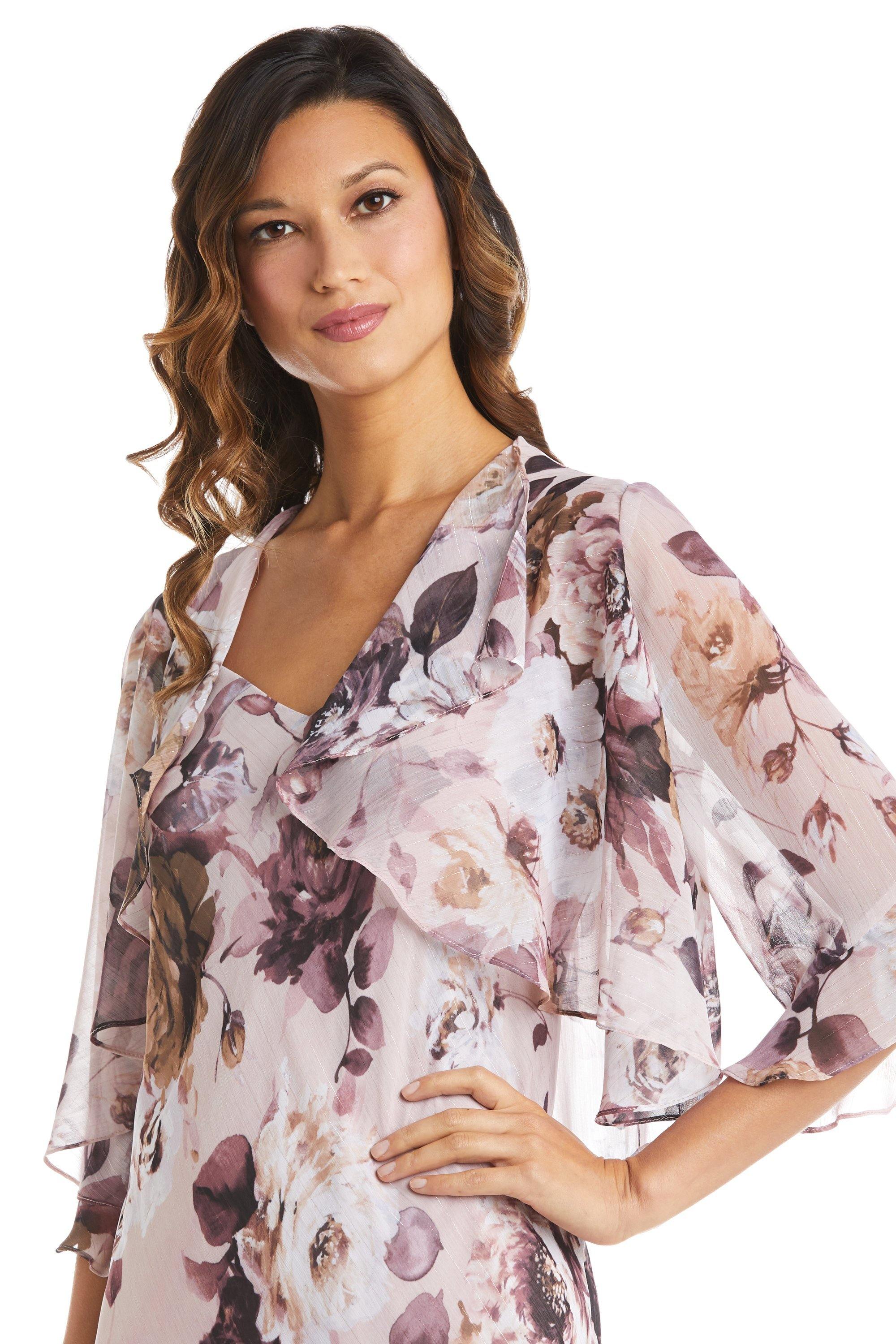 Long Two Piece Floral Jacket Dress Sale - The Dress Outlet