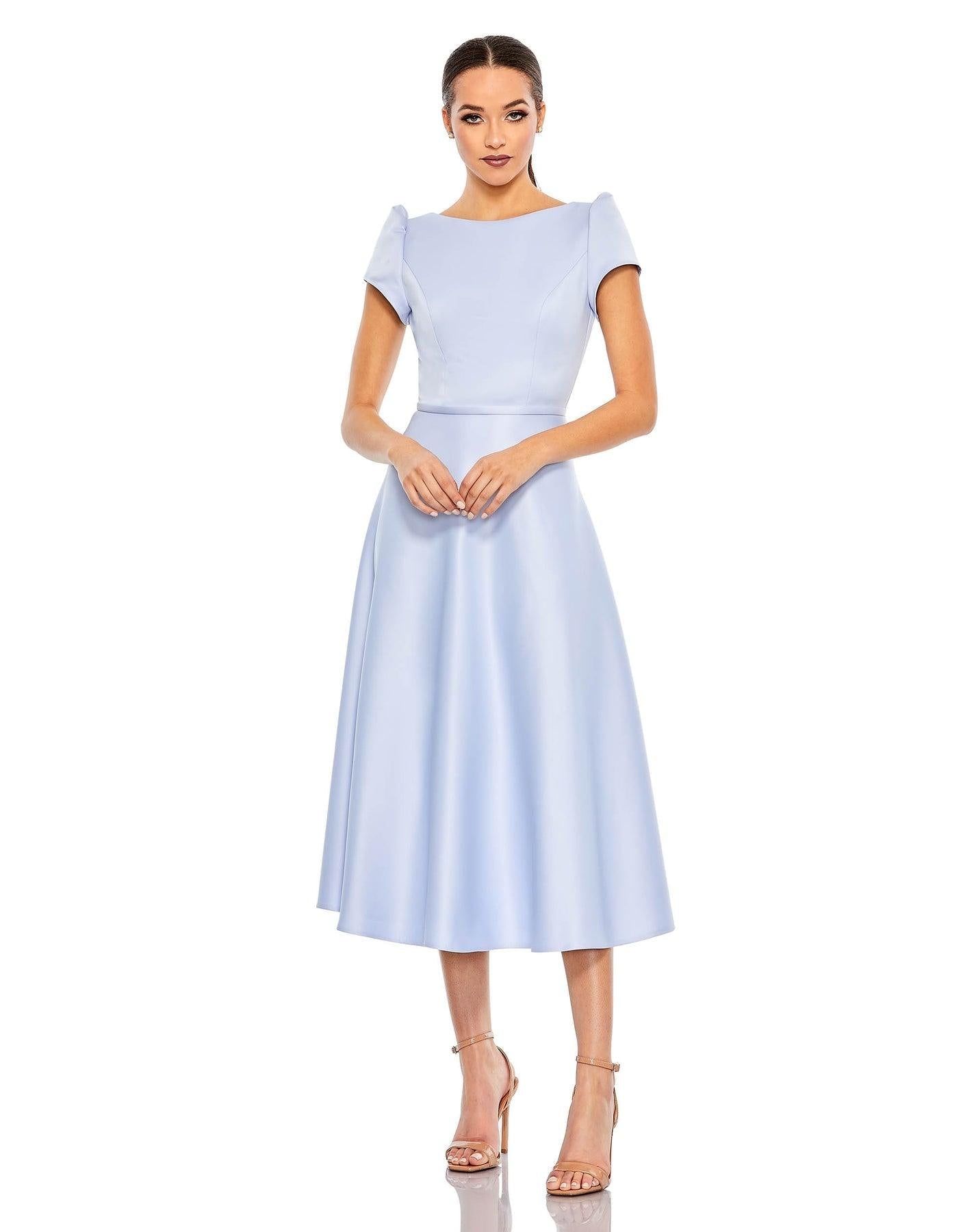 Mac Duggal Cap Sleeve Tea Length Dress 26663 - The Dress Outlet
