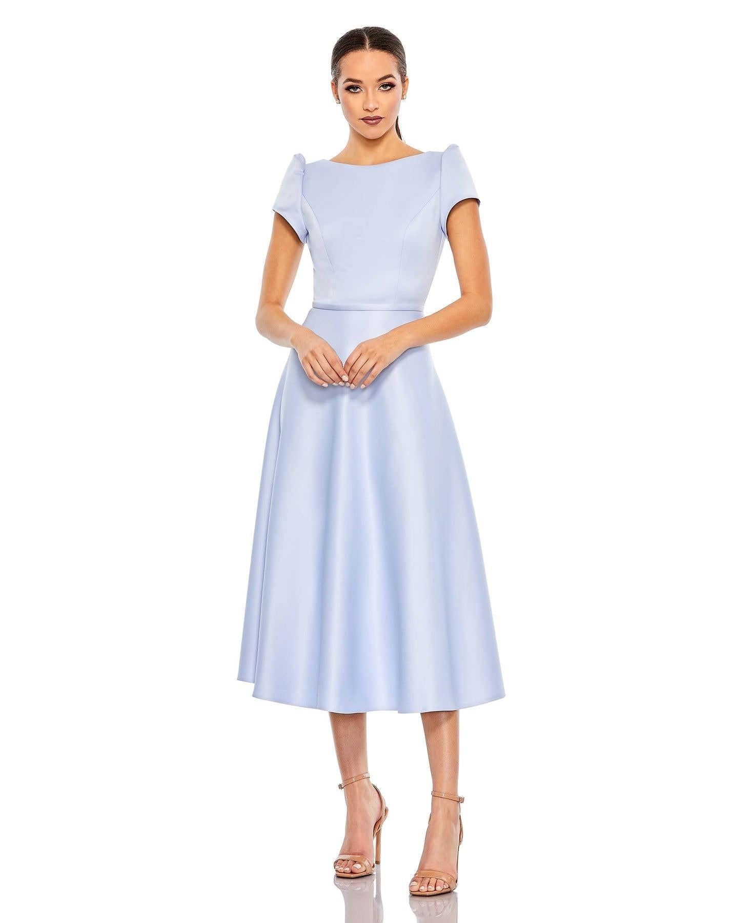 Mac Duggal Cap Sleeve Tea Length Dress 26663 - The Dress Outlet
