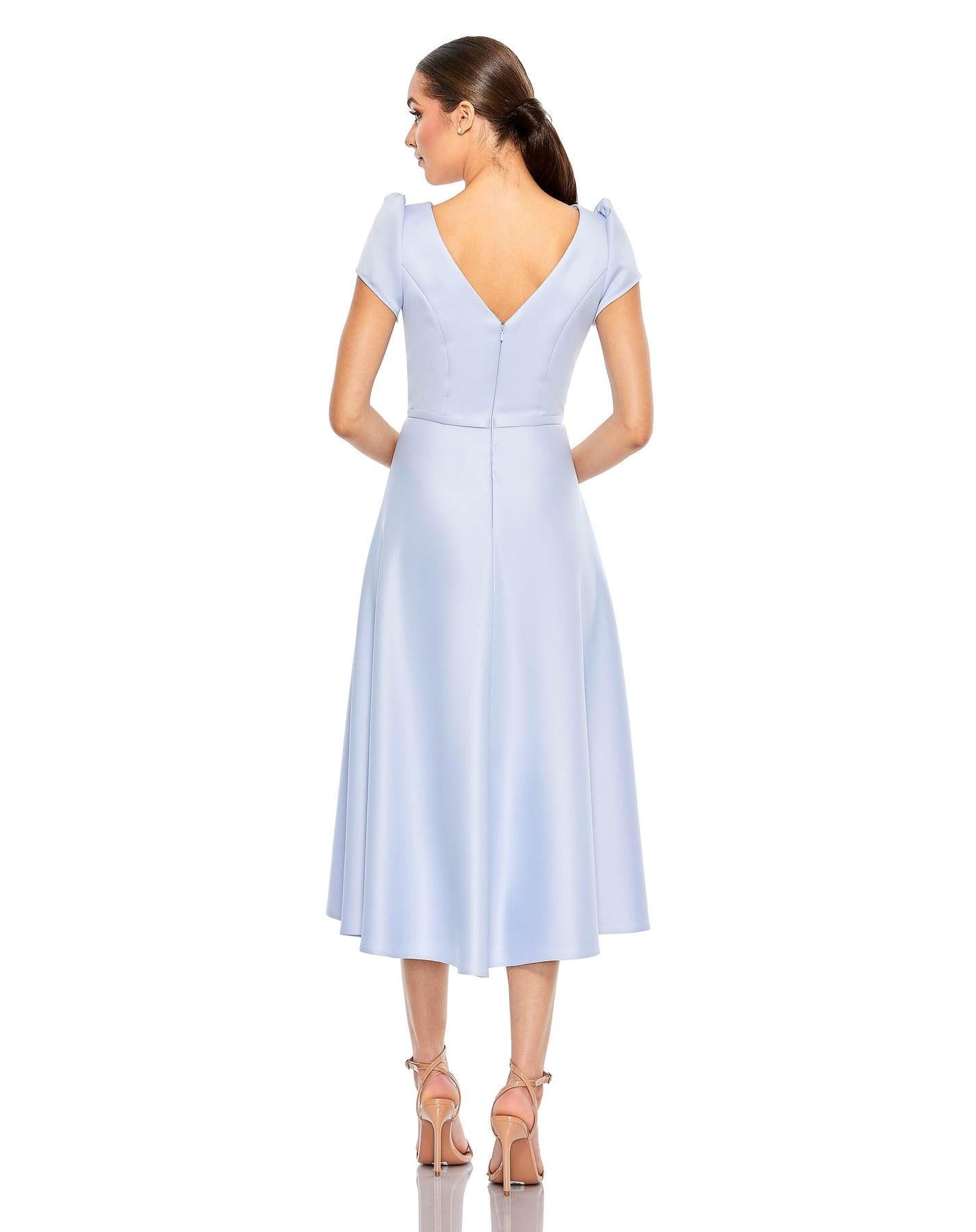 Mac Duggal Cap Sleeve Tea Length Dress 26663 - The Dress Outlet