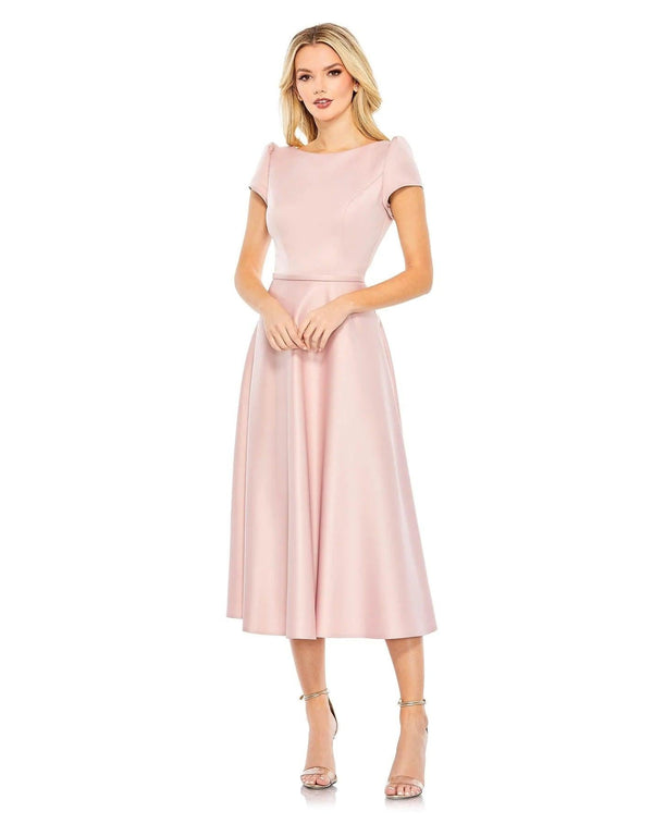 Cap Sleeve Tea Length Dress Cap Sleeves Mac Duggal 26663