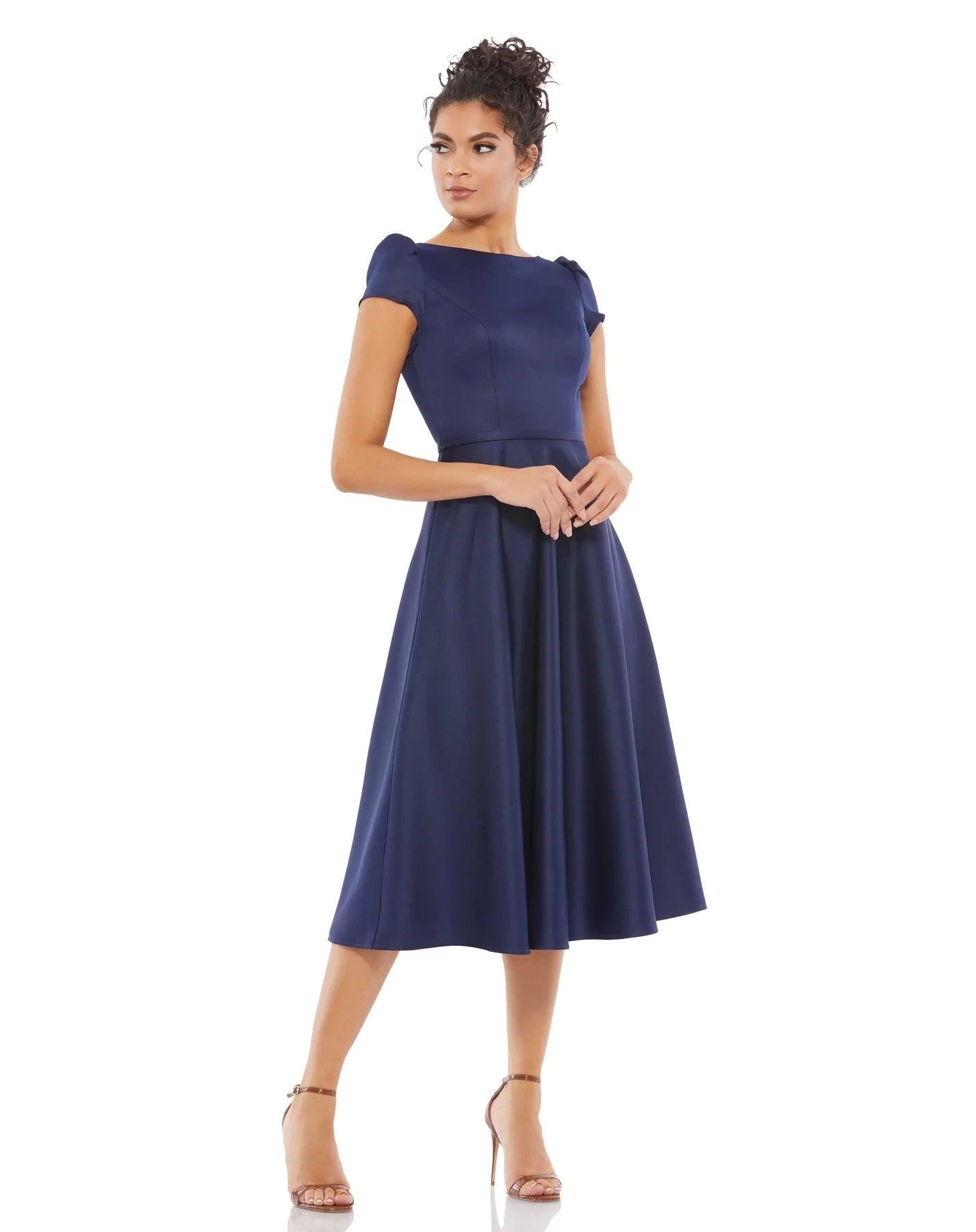 Mac Duggal Cap Sleeve Tea Length Dress 26663 - The Dress Outlet