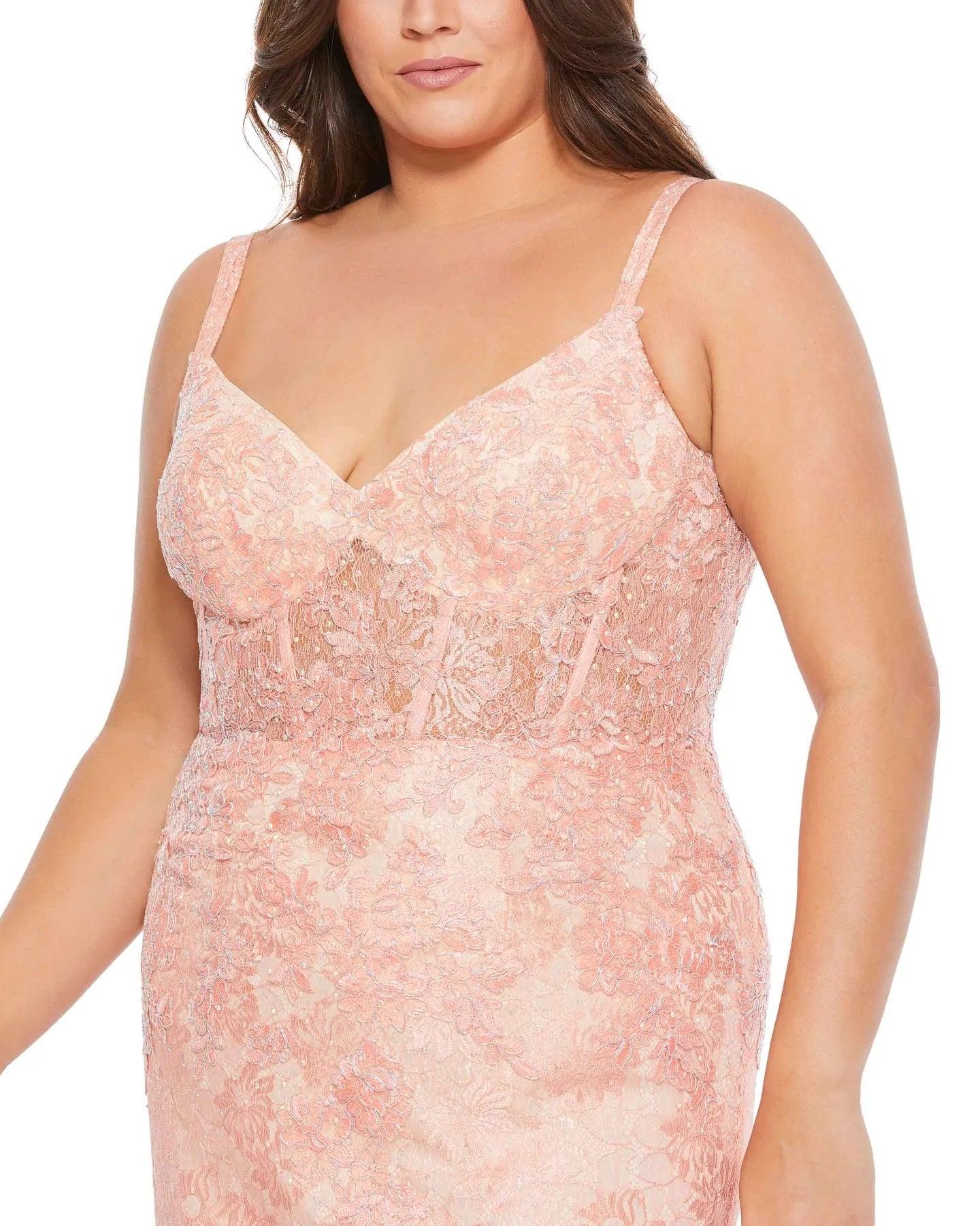 Mac Duggal Fabulouss Long Plus Size Lace Gown 49325 - The Dress Outlet
