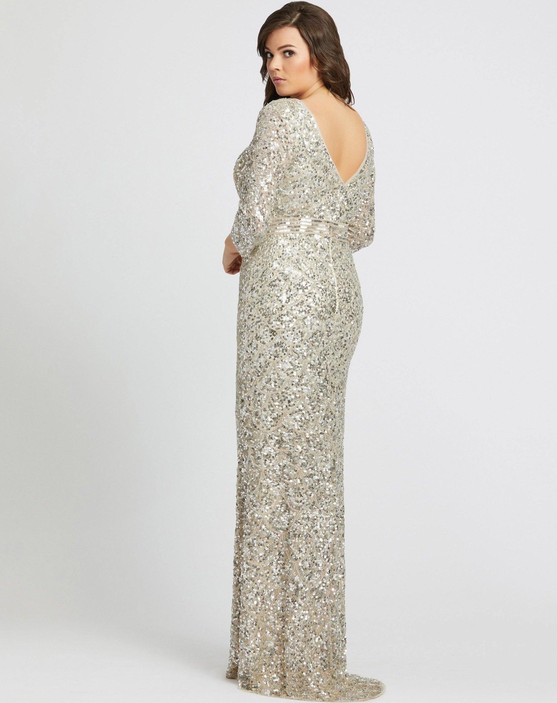 Nude/Silver Mac Duggal Fabulouss Plus Size Long Dress 5025 for $133.99