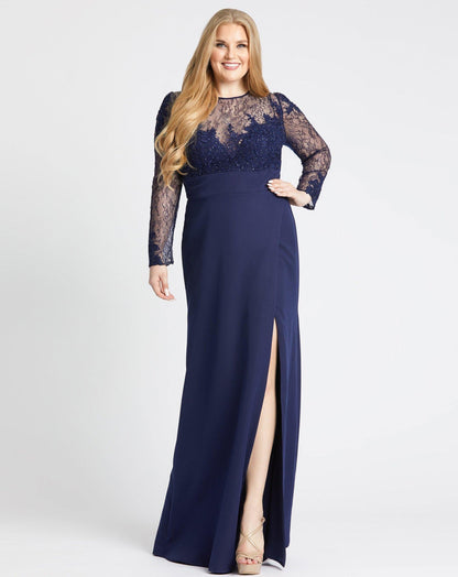 Mac Duggal Fabulouss Plus Size Long Lace Gown 49173F - The Dress Outlet