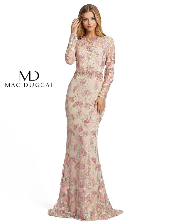 Fitted Long Sleeve Evening Formal Dress Fitted Silhouette Mac Duggal