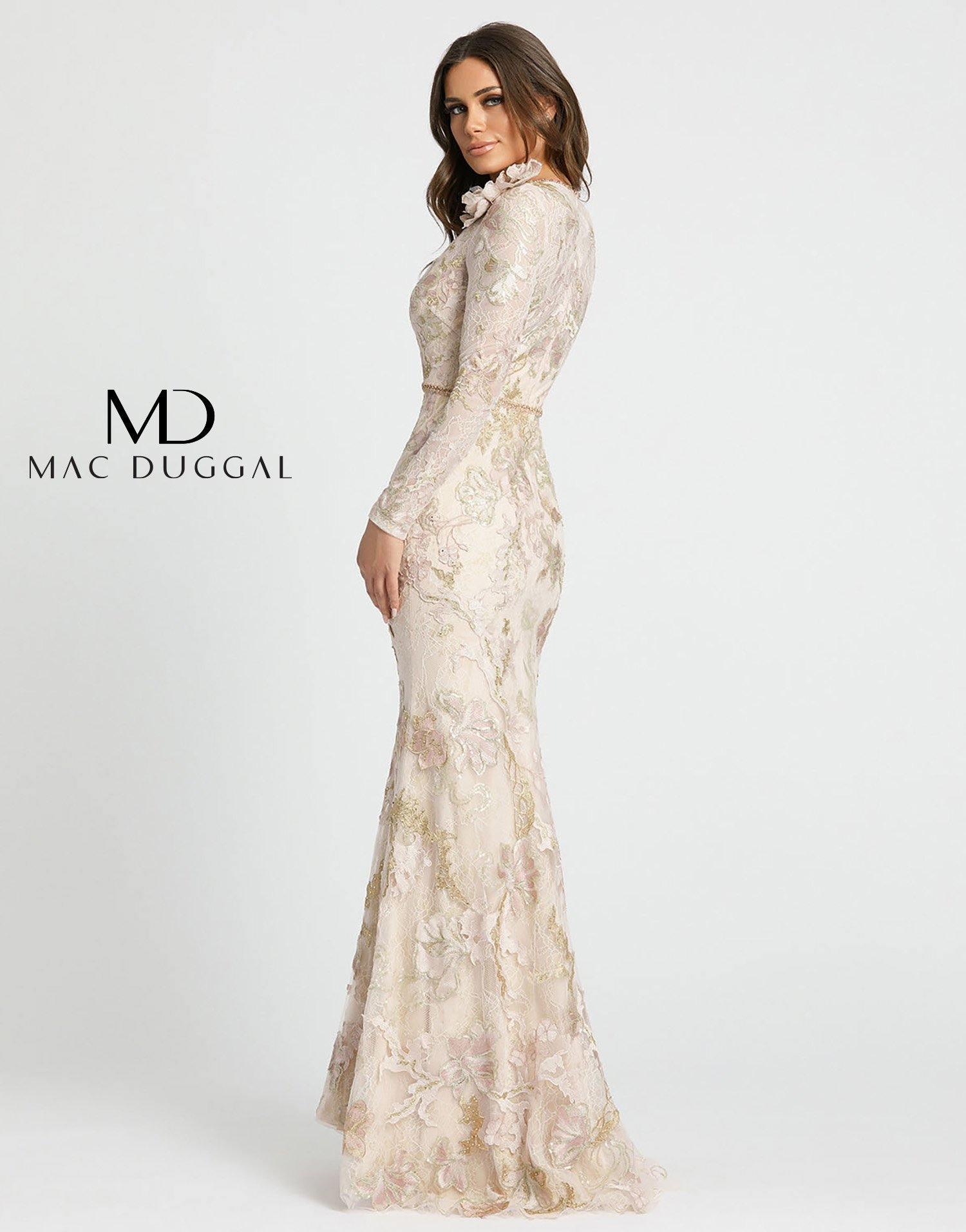 Mac Duggal 11174 Floral Lace Long Sleeve Formal Gown Sale