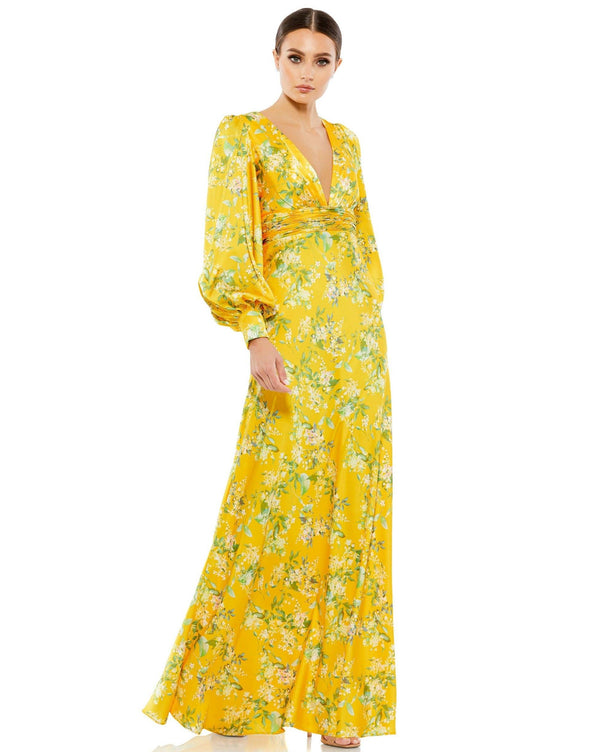 Floral Long Sleeve Formal Dress Floral Detail Mac Duggal 55390
