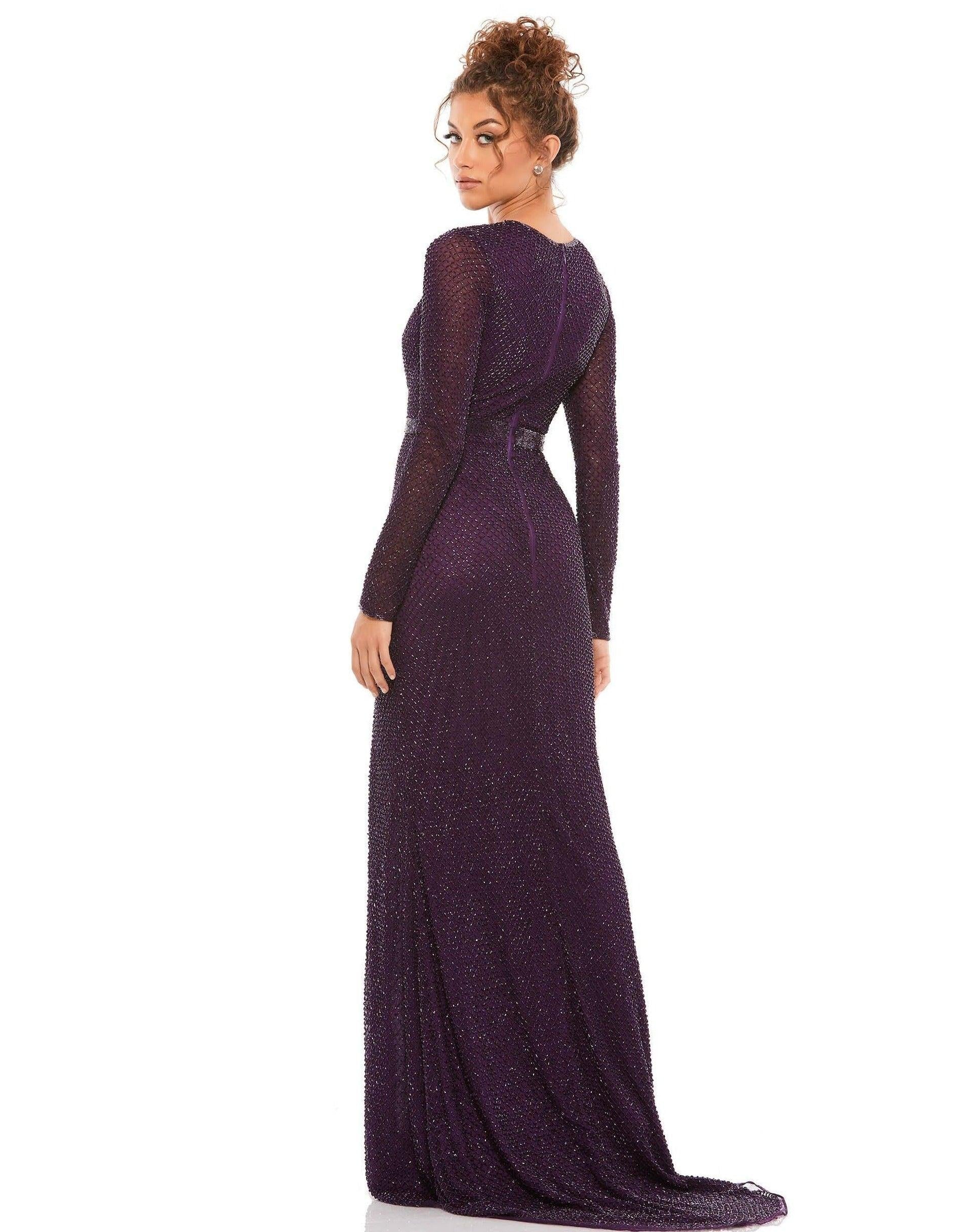 Mac Duggal Formal Beaded Long Sleeve Dress Sale