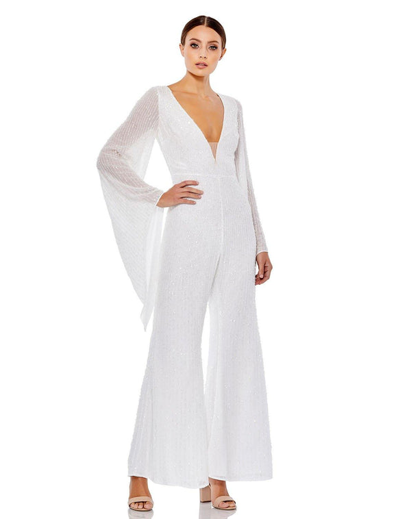 Formal Bell Sleeve Sequins Jumpsuit Bell Sleeves Mac Duggal 10710