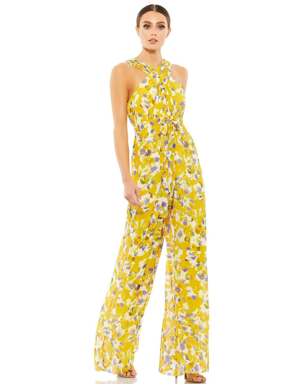 Formal Floral Print Halter Jumpsuit Floral Print Mac Duggal 55433