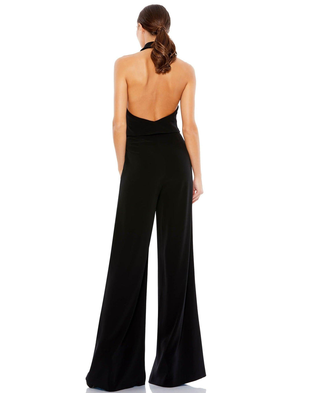 Jet Black Mac Duggal 2643 Formal Halter Neck Tuxedo Jumpsuit for $398.0 ...