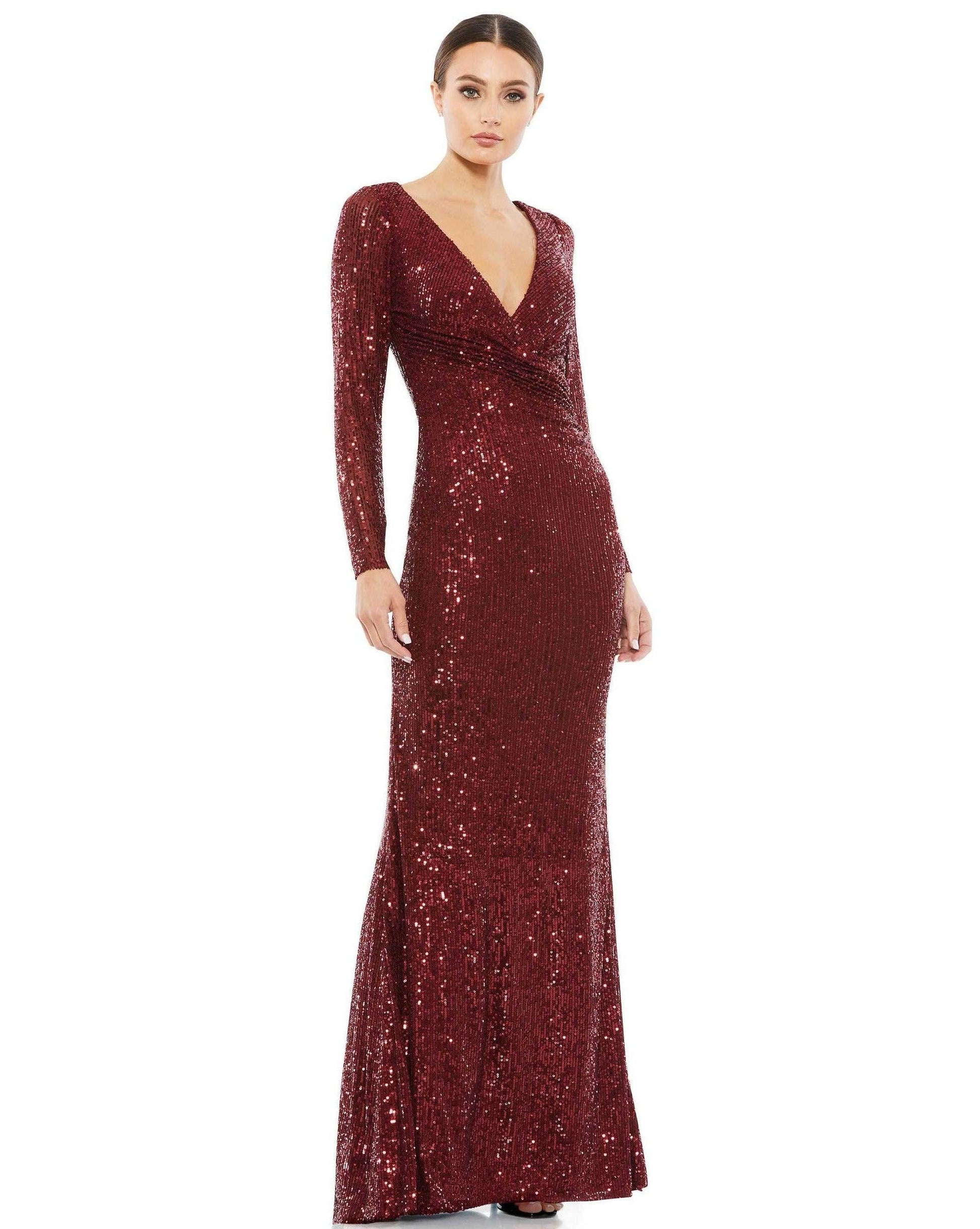 Mac Duggal 26574 Formal Long Sleeve Sequin Dress