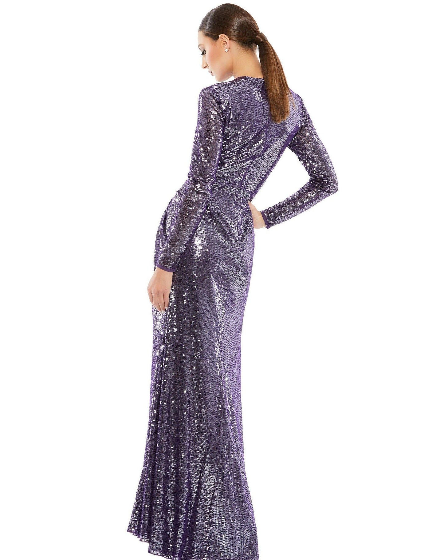 Mac Duggal Formal Long Sleeve Sequins Dress 10824 - The Dress Outlet