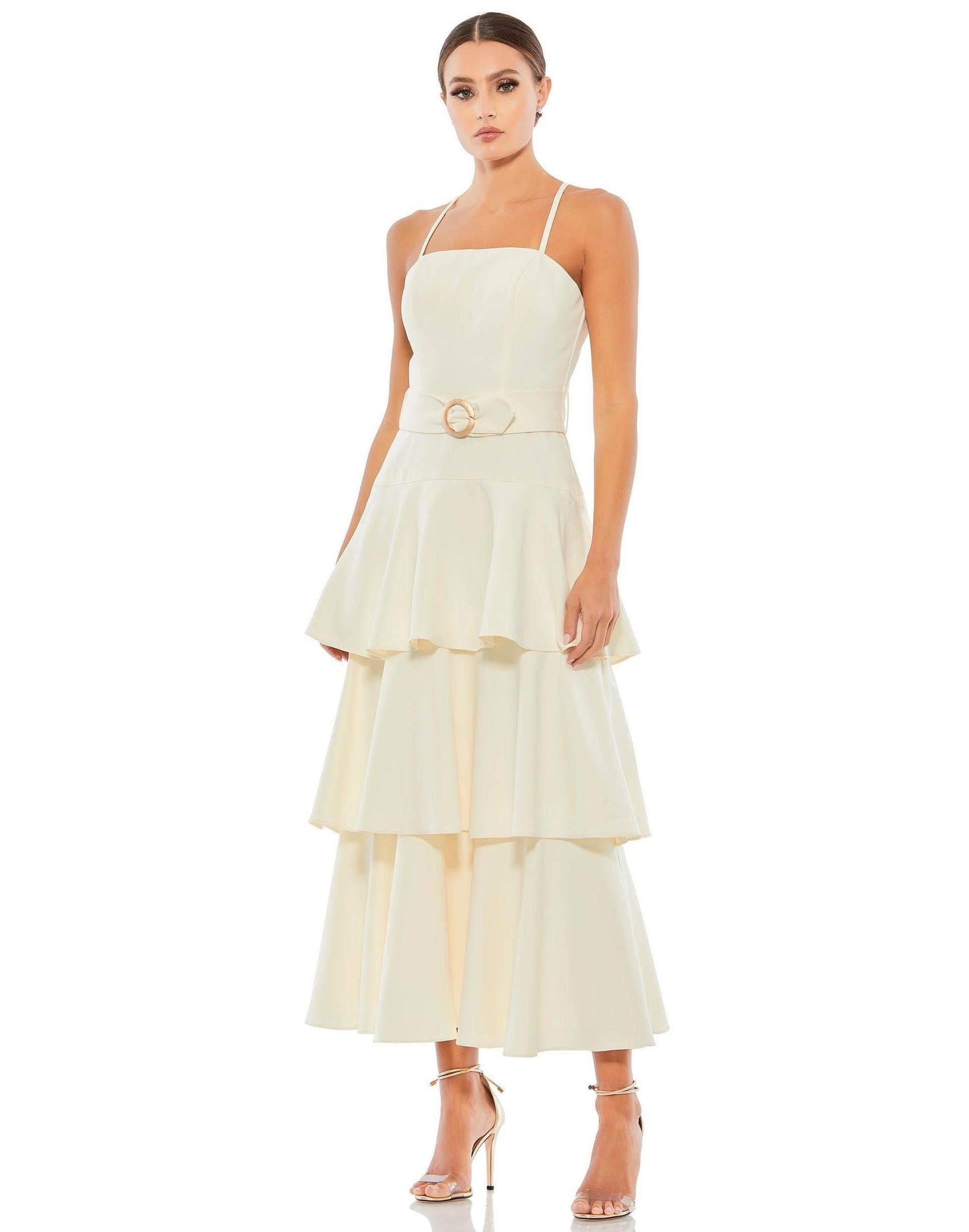 Mac Duggal 26629 Formal Ruffled Skirt Midi Dress
