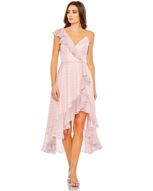 High Low Chiffon Ruffled Dress High Low Detail Mac Duggal 70163