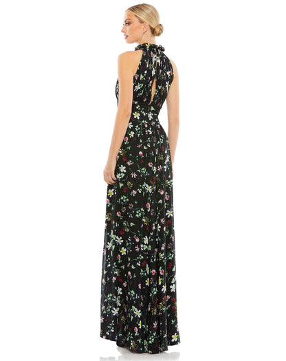 Mac Duggal High Low Floral Print Halter Dress 55648 - The Dress Outlet