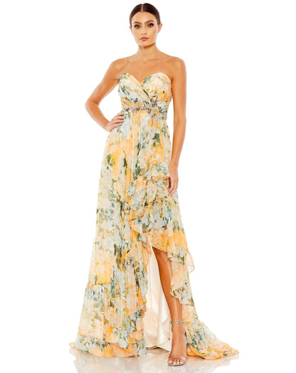 Mac Duggal High Low Floral Print Prom Gown 68117 - The Dress Outlet