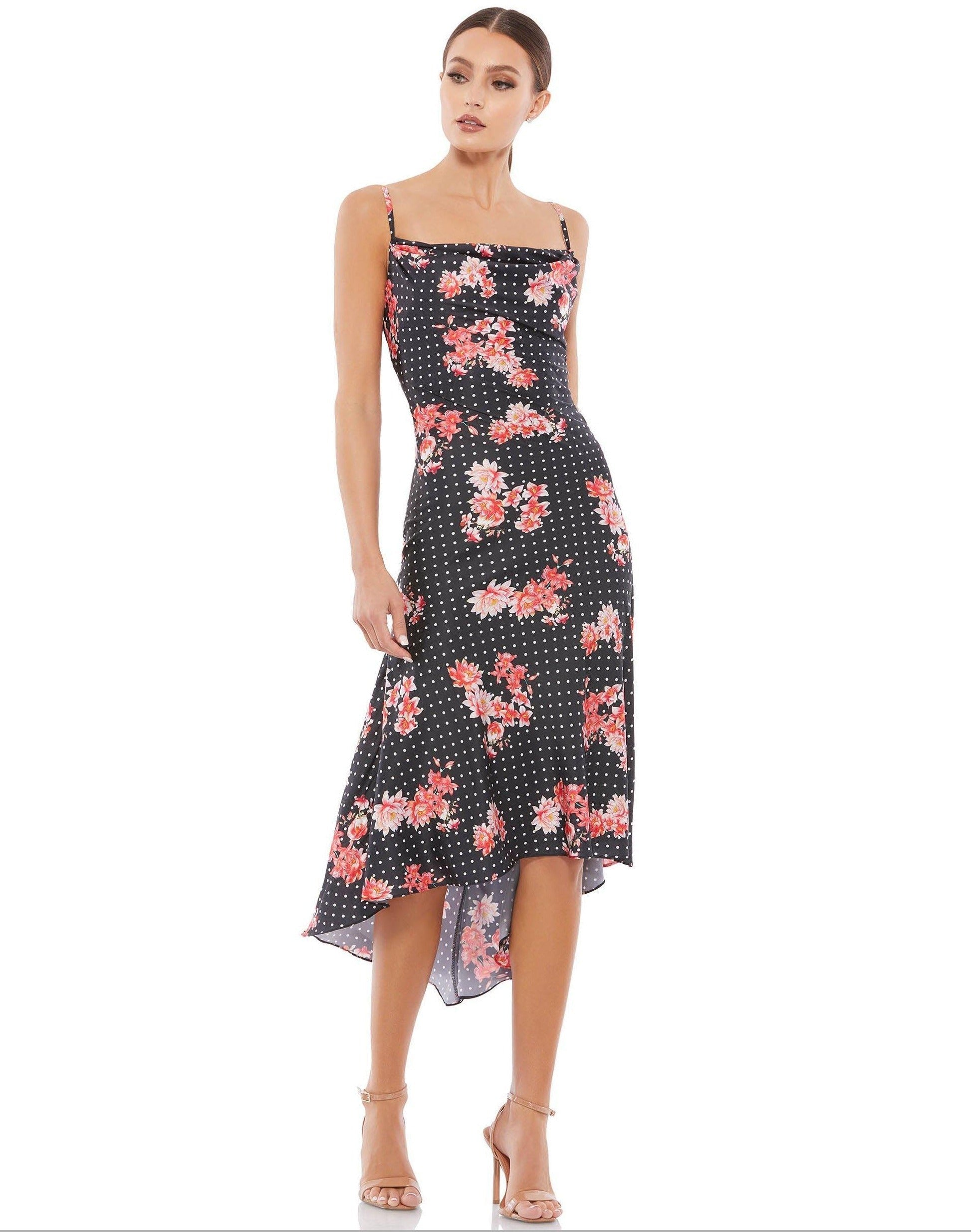 Mac Duggal 55392 High Low Floral Print Satin Dress