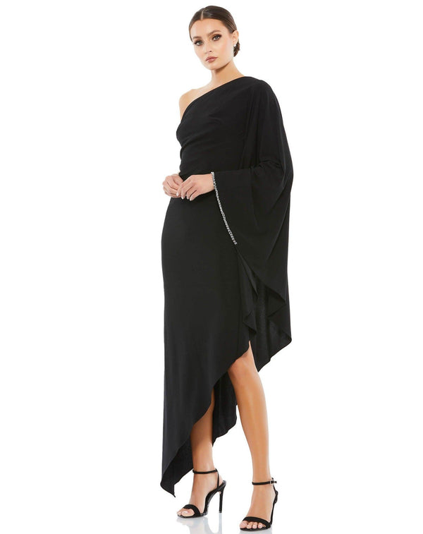 High Low One Shoulder Cape Dress One Shoulder Cape Detail Mac Duggal 11247