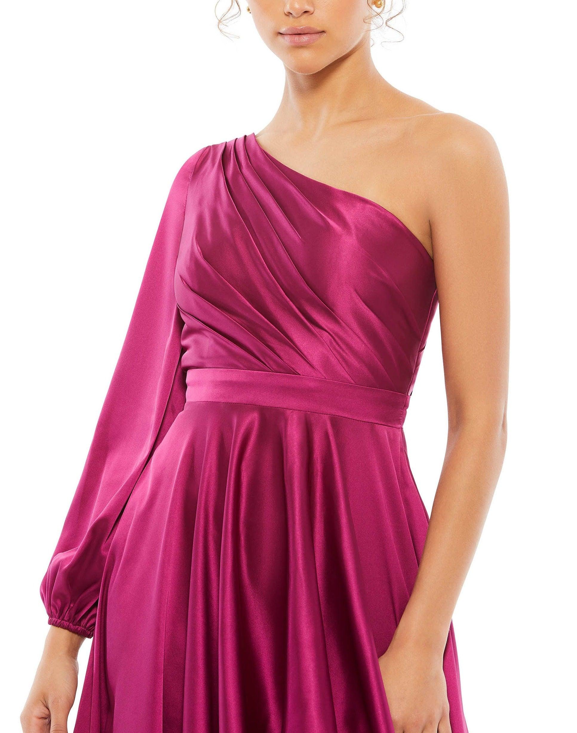 MAC DUGGAL サテン ロングドレス High-Low & One-Shoulder MAC DUGGAL サテン ロングドレス High-Low & One-Shoulder (Mac