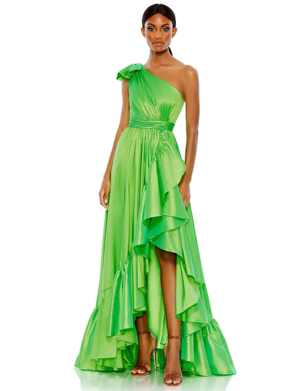 High Low One Shoulder Prom Dress High Low Detail Mac Duggal 68027