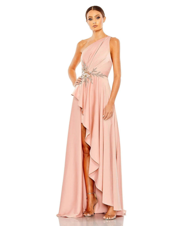 High Low One Shoulder Prom Gown High Low Detail Mac Duggal 11262