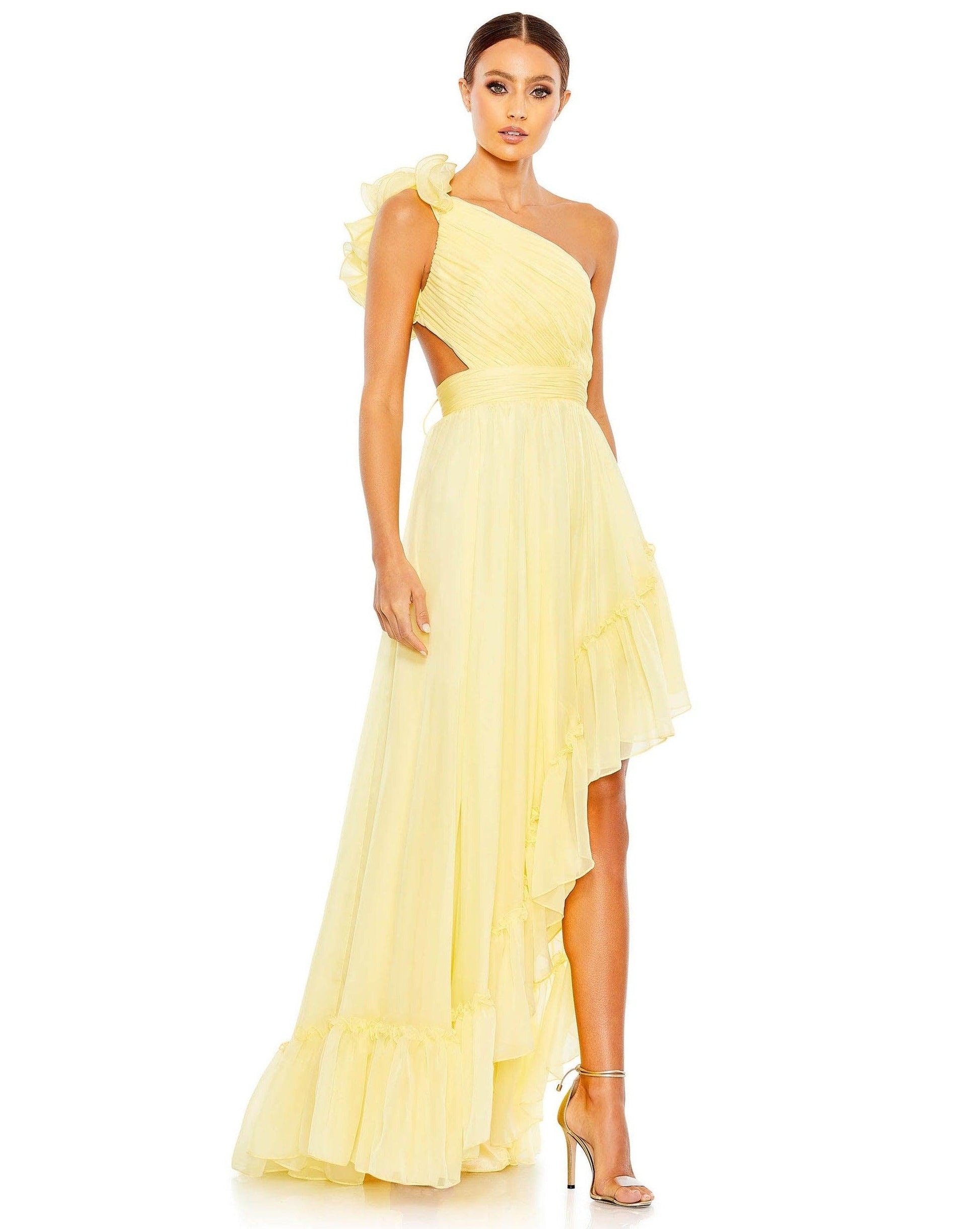 Mac Duggal 67989 High Low One Shoulder Prom Gown