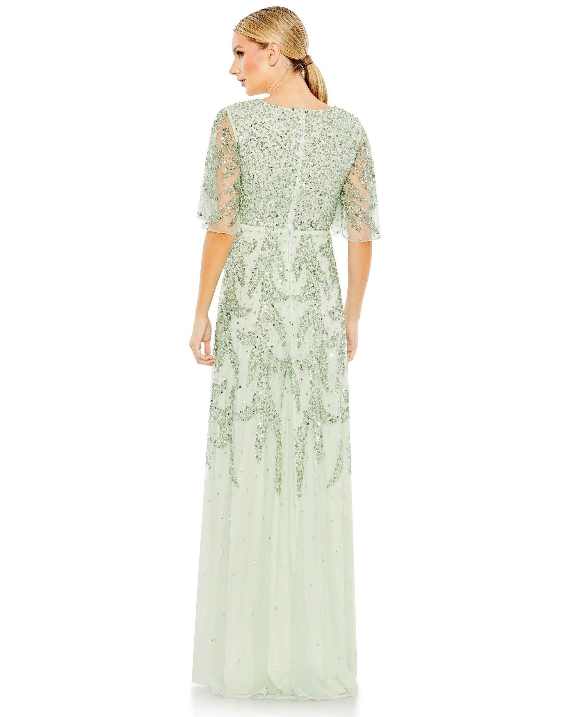 Mac Duggal 93681 High Low Short Sleeve Formal Dress