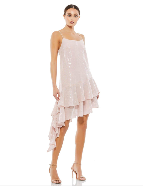 High Low Spaghetti Strap Dress High Low Detail Mac Duggal 10796