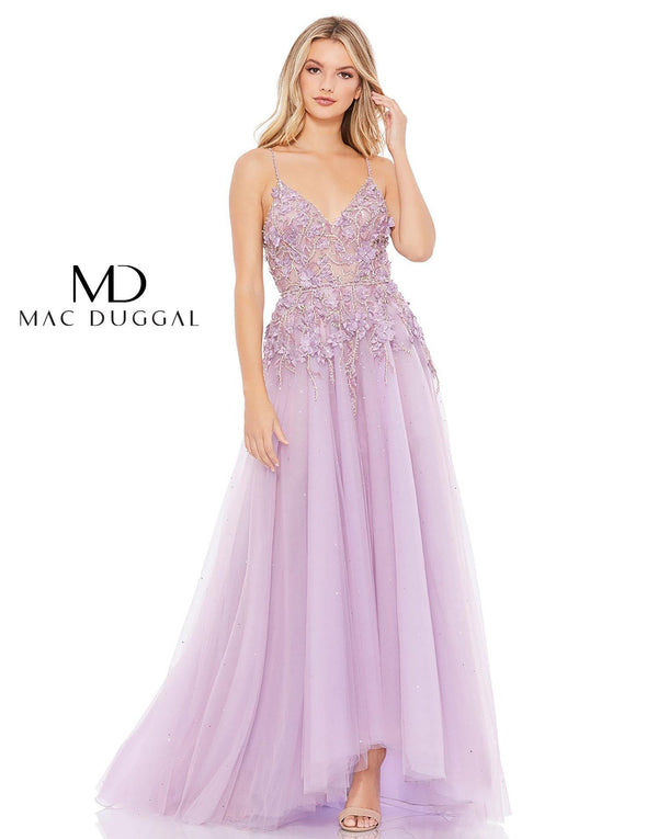 High Low Spaghetti Strap Prom Gown High Low Detail Mac Duggal 11207