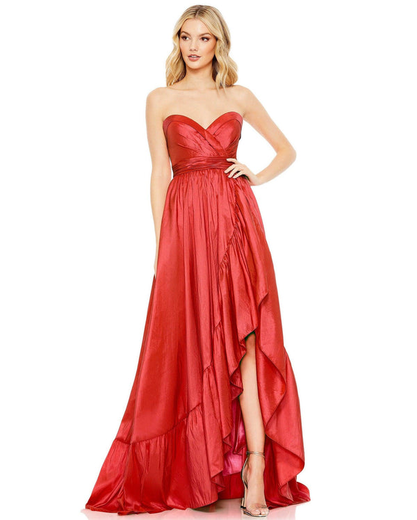 High Low Strapless Prom Dress High Low Detail Mac Duggal 68040