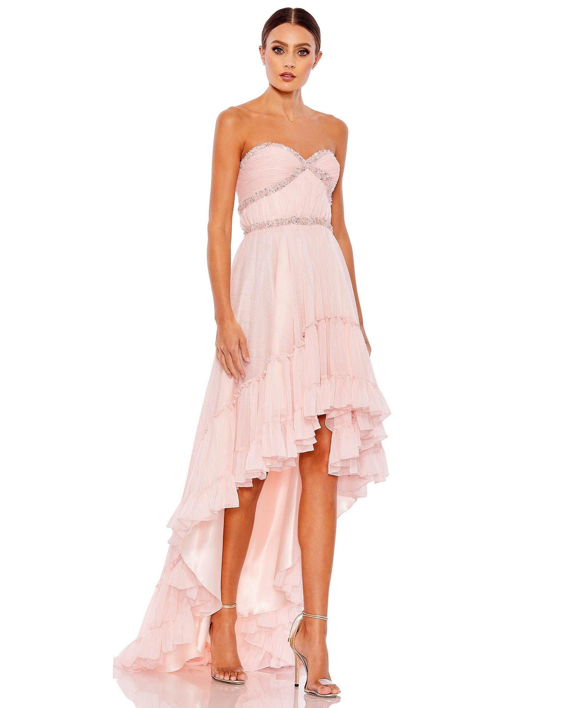 Mac Duggal 68096 High Strapless Beaded Prom Dress