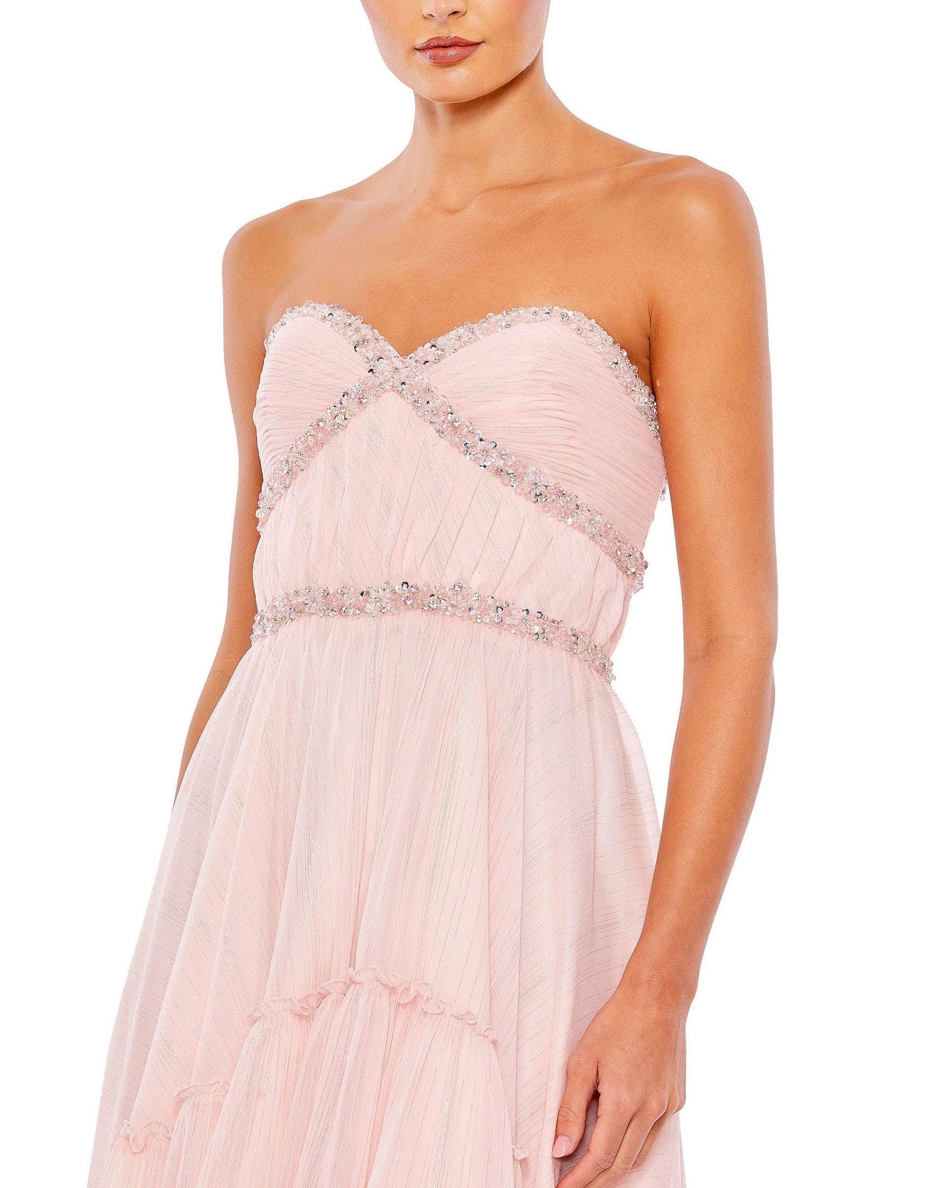 Mac Duggal 68096 High Strapless Beaded Prom Dress
