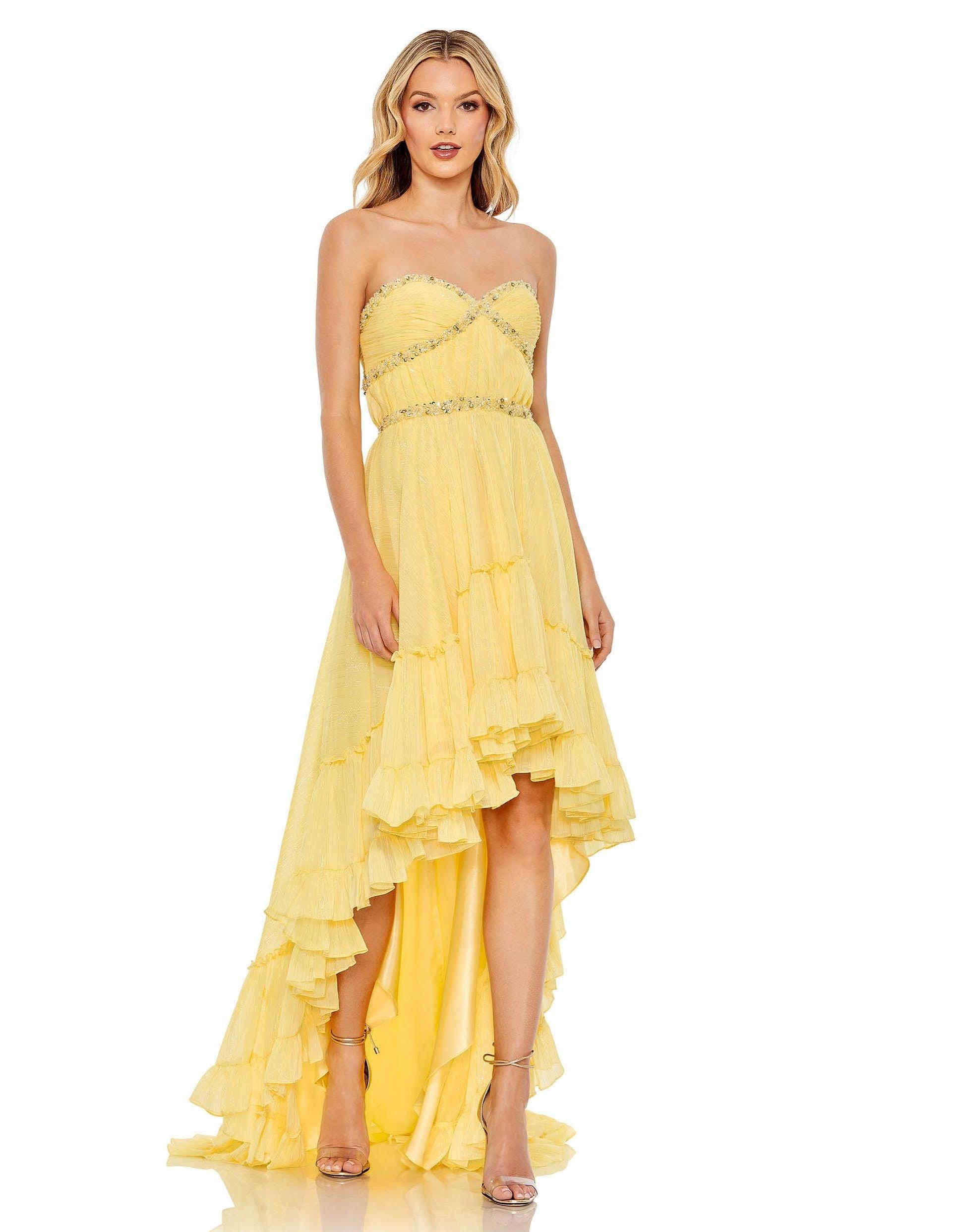 Mac Duggal 68096 High Strapless Beaded Prom Dress